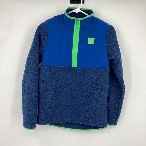 NWT Boys Under Armour‎ Sherpa Hybrid 1/4 Zip Pullover large Blue/Green - Picture 1 of 4